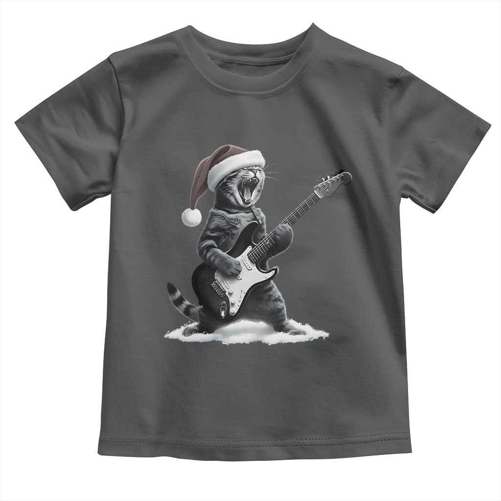Funny Cat Guitar Toddler T Shirt Rock and Roll Christmas TS14 Dark Heather Print Your Wear