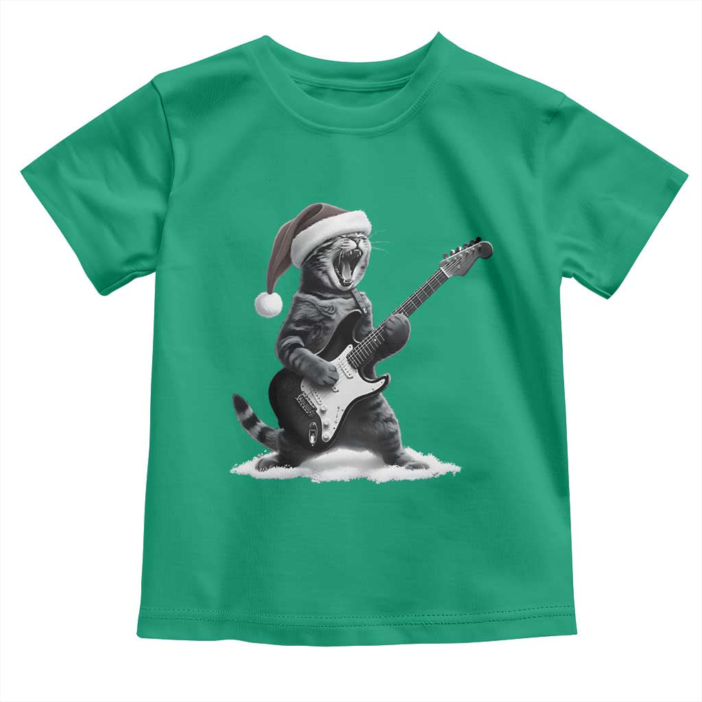 Funny Cat Guitar Toddler T Shirt Rock and Roll Christmas TS14 Irish Green Print Your Wear
