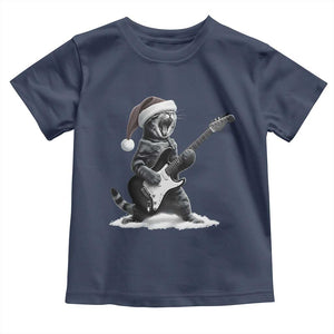 Funny Cat Guitar Toddler T Shirt Rock and Roll Christmas TS14 Navy Print Your Wear
