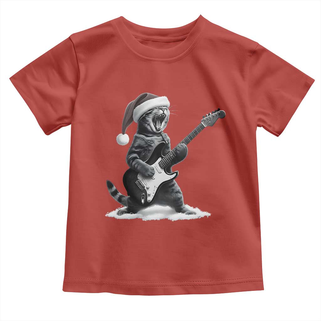 Funny Cat Guitar Toddler T Shirt Rock and Roll Christmas TS14 Red Print Your Wear