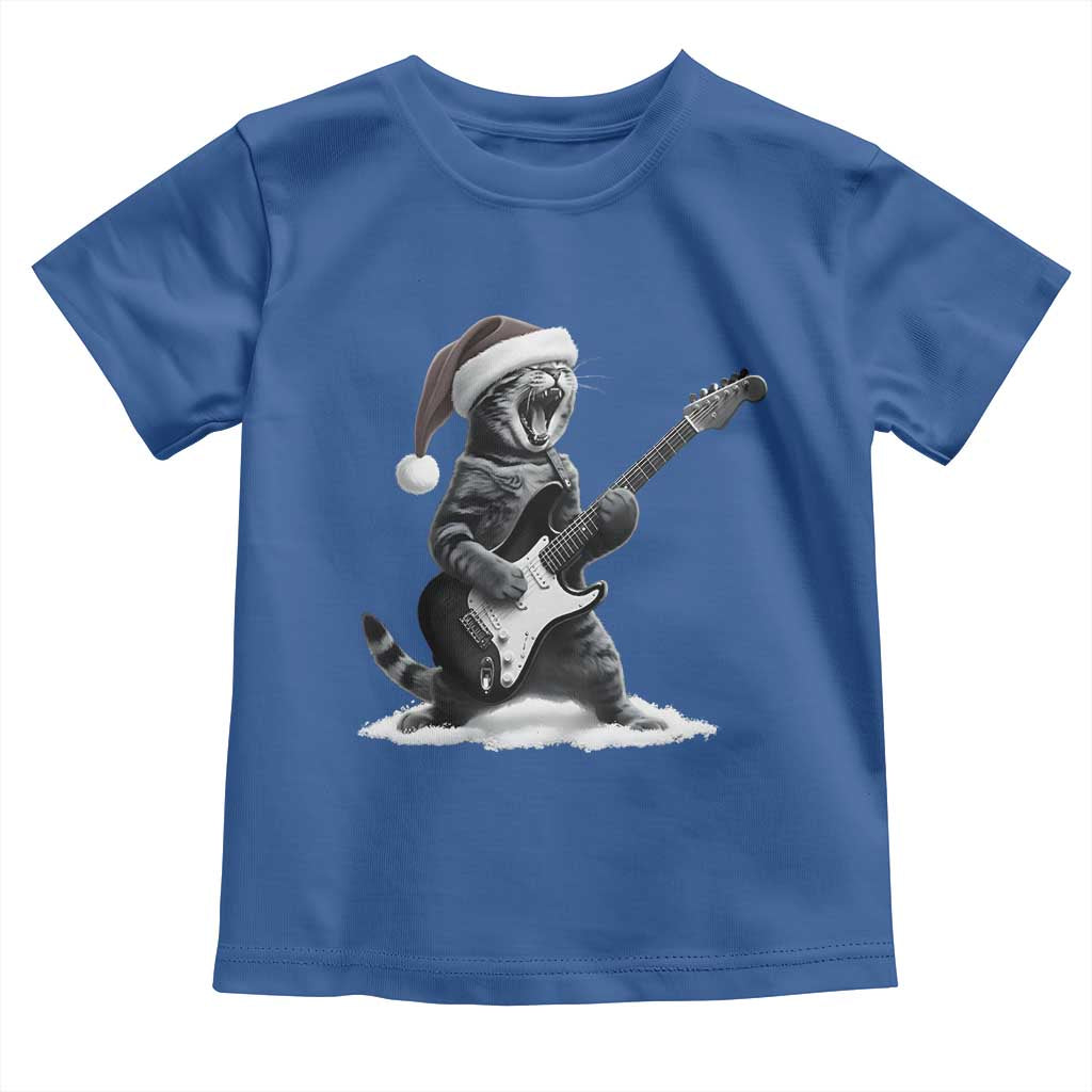 Funny Cat Guitar Toddler T Shirt Rock and Roll Christmas TS14 Royal Blue Print Your Wear