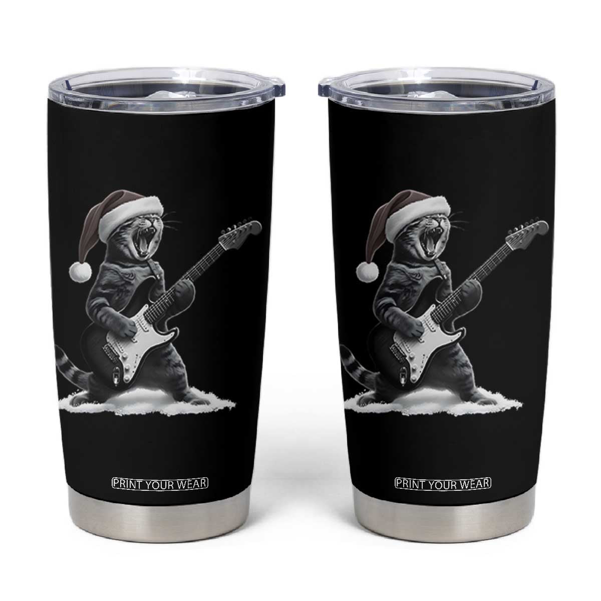 Funny Cat Guitar Tumbler Cup Rock and Roll Christmas TS14 Black Print Your Wear