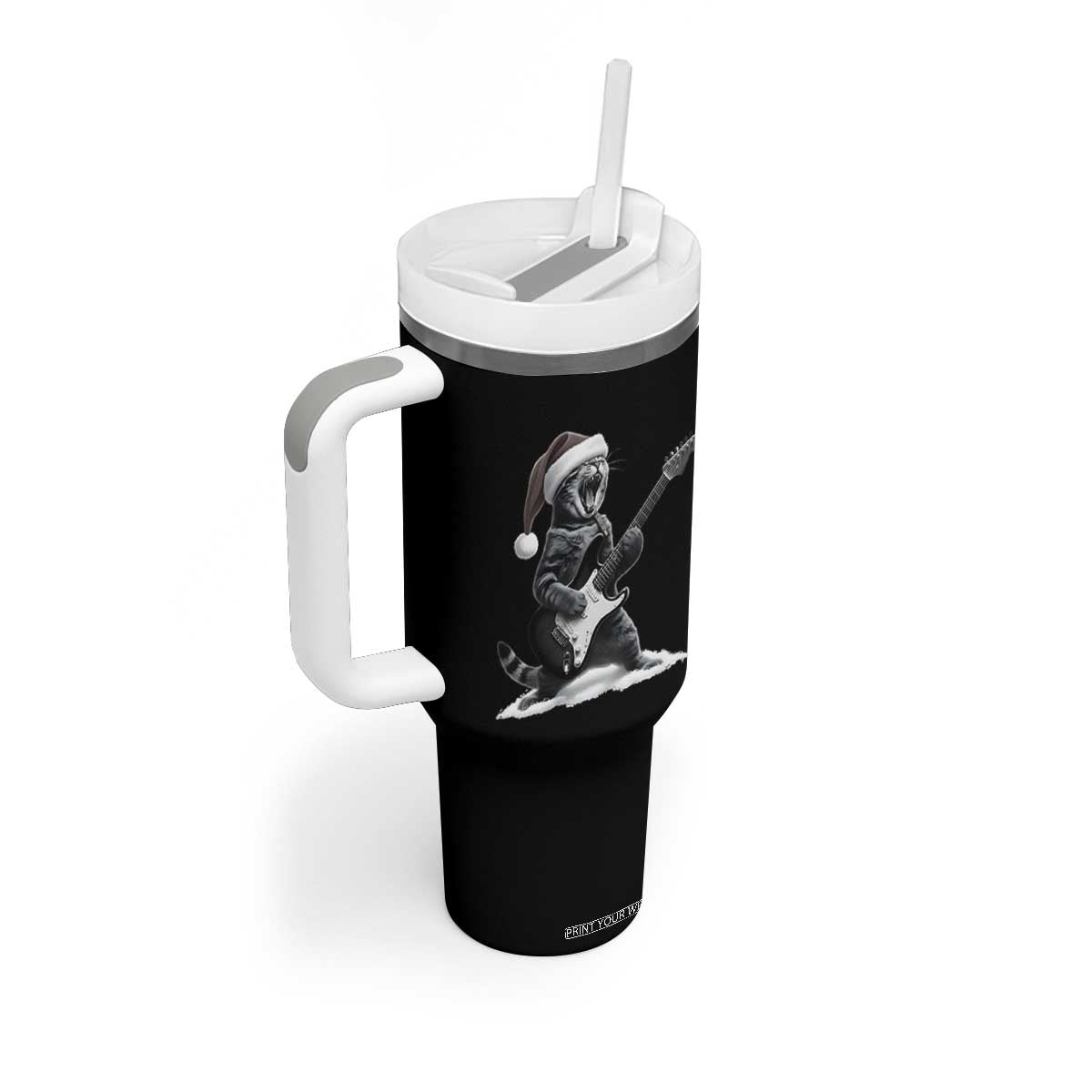 Funny Cat Guitar Tumbler With Handle Rock and Roll Christmas TS14 Print Your Wear