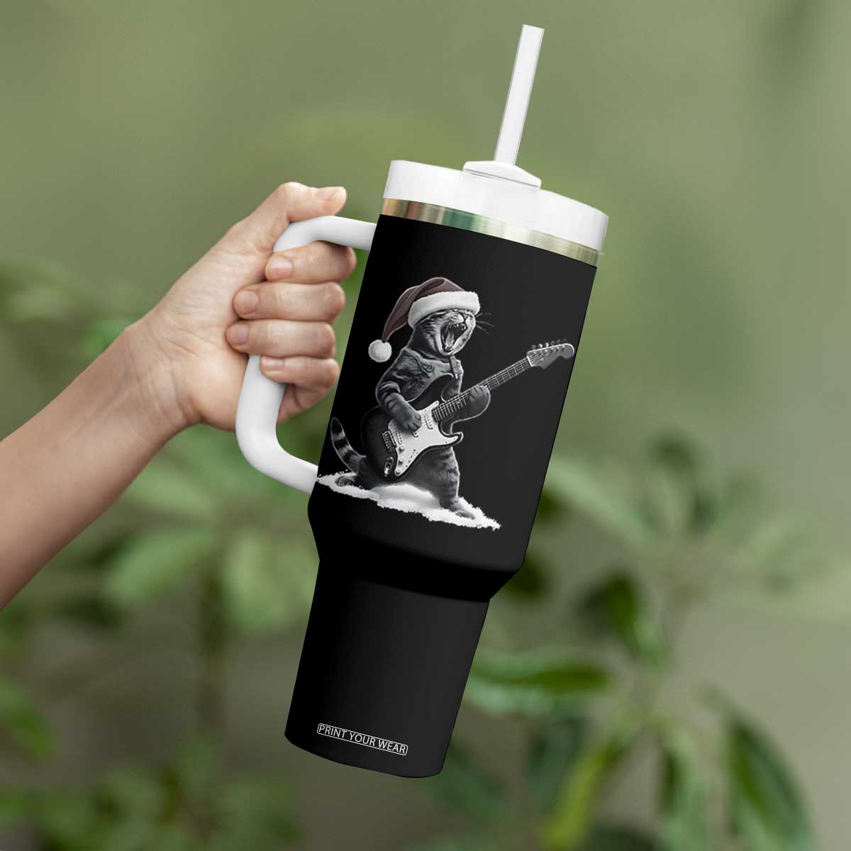 Funny Cat Guitar Tumbler With Handle Rock and Roll Christmas TS14 Print Your Wear