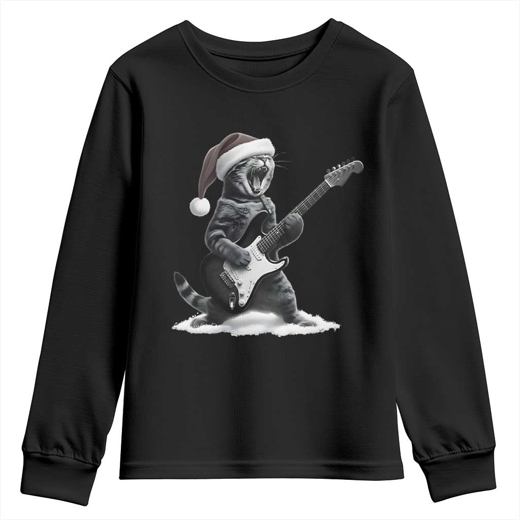 Funny Cat Guitar Youth Sweatshirt Rock and Roll Christmas TS14 Black Print Your Wear