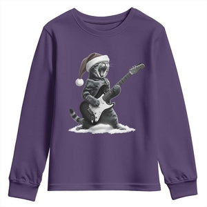 Funny Cat Guitar Youth Sweatshirt Rock and Roll Christmas TS14 Purple Print Your Wear