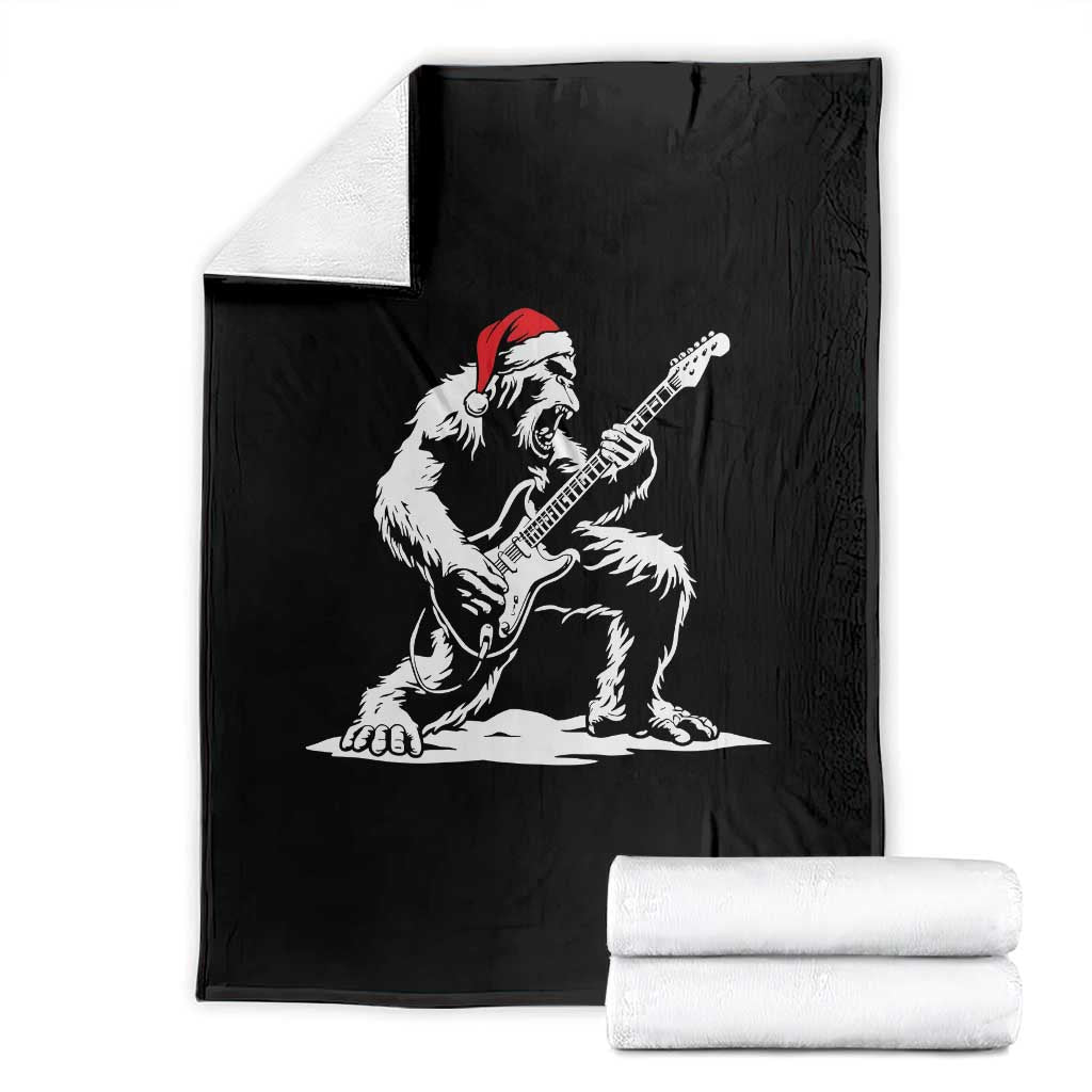 Funny Bigfoot Guitar Throw Blanket Rock and Roll Christmas TS14 Black Print Your Wear