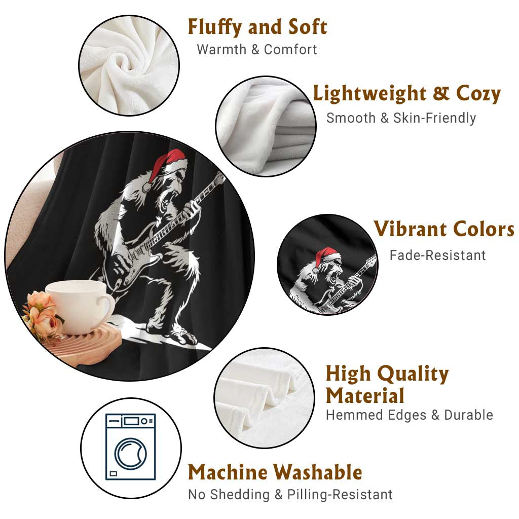 Funny Bigfoot Guitar Throw Blanket Rock and Roll Christmas TS14 Print Your Wear