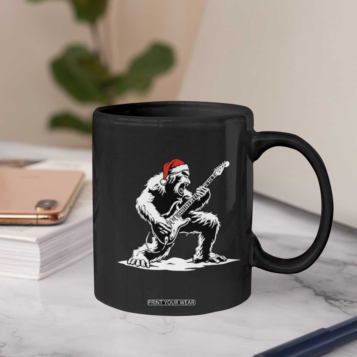 Funny Bigfoot Guitar Coffee Mug Rock and Roll Christmas TS14 Print Your Wear