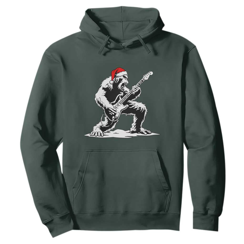 Funny Bigfoot Guitar Hoodie Rock and Roll Christmas TS14 Dark Forest Green Print Your Wear