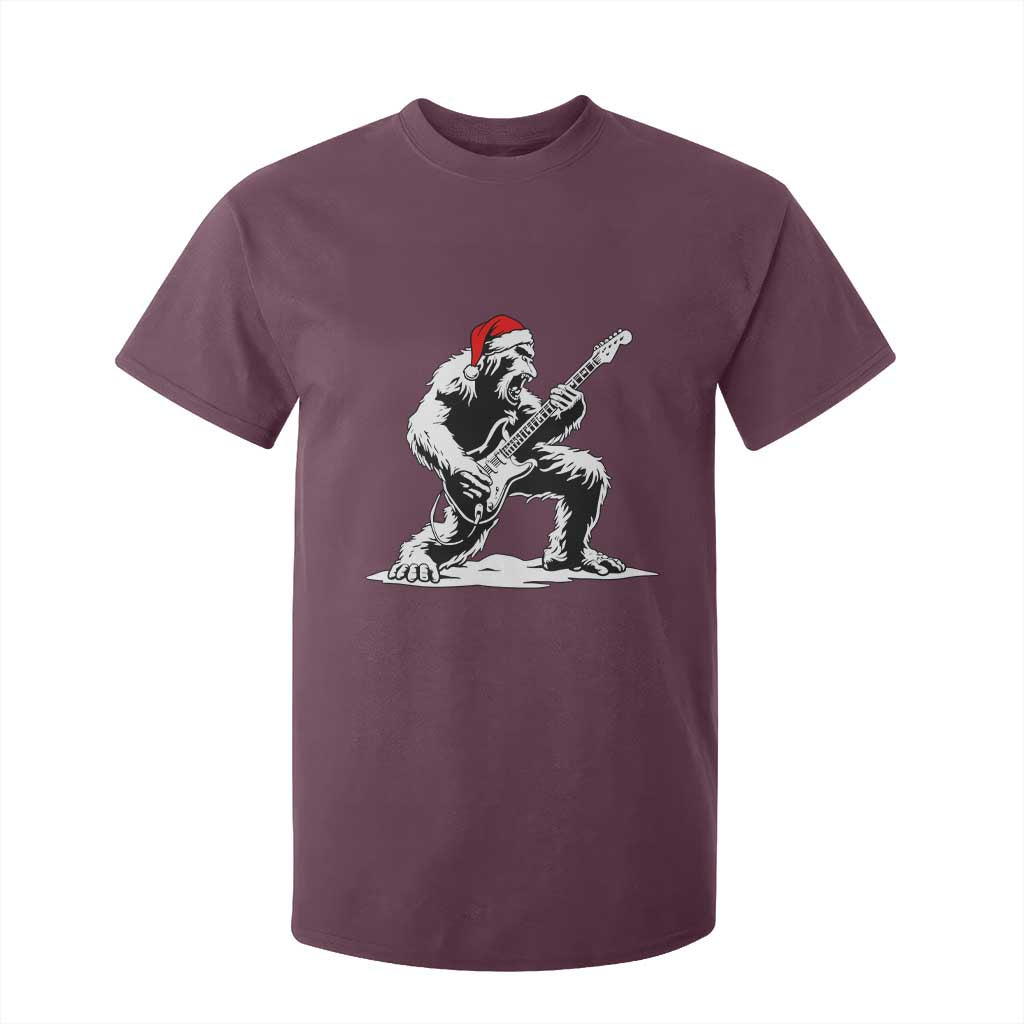 Funny Bigfoot Guitar T Shirt For Kid Rock and Roll Christmas TS14 Maroon Print Your Wear