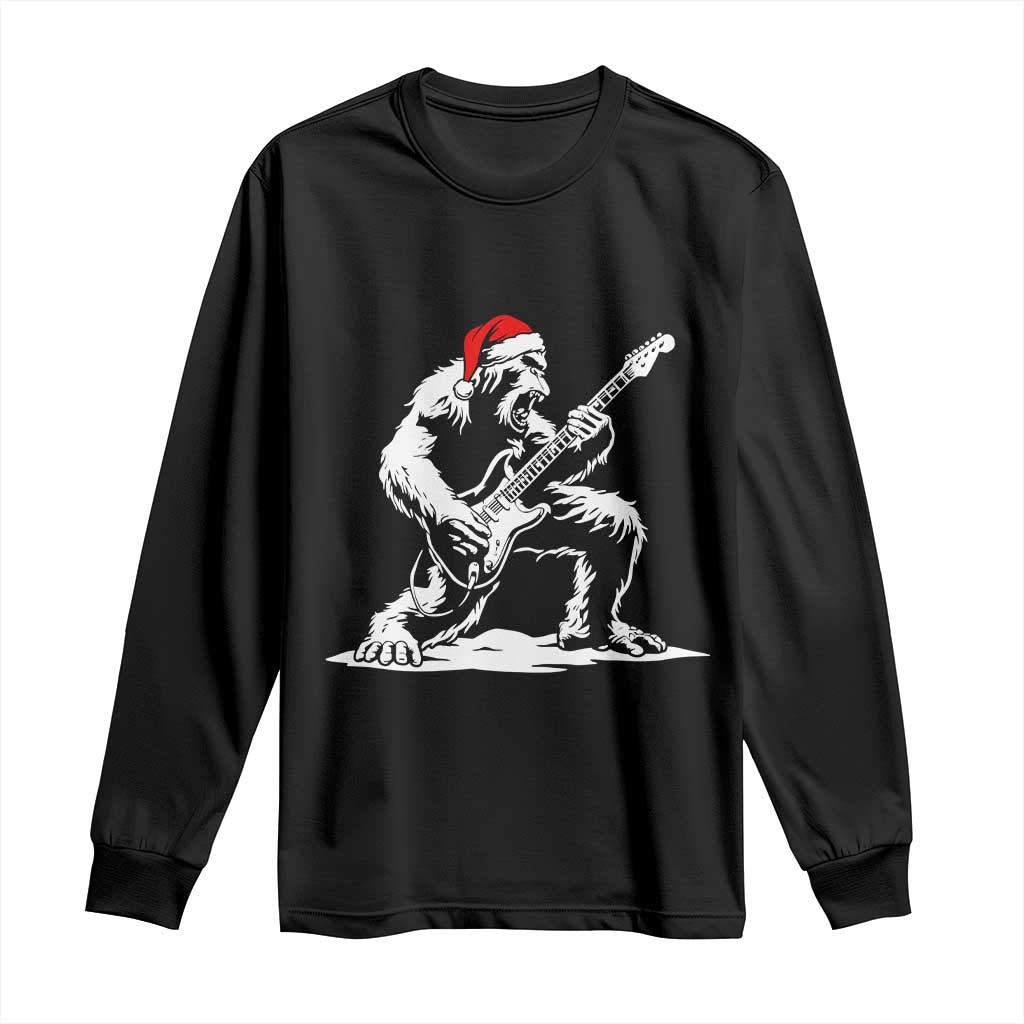 Funny Bigfoot Guitar Long Sleeve Shirt Rock and Roll Christmas TS14 Black Print Your Wear
