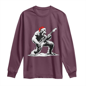 Funny Bigfoot Guitar Long Sleeve Shirt Rock and Roll Christmas TS14 Maroon Print Your Wear