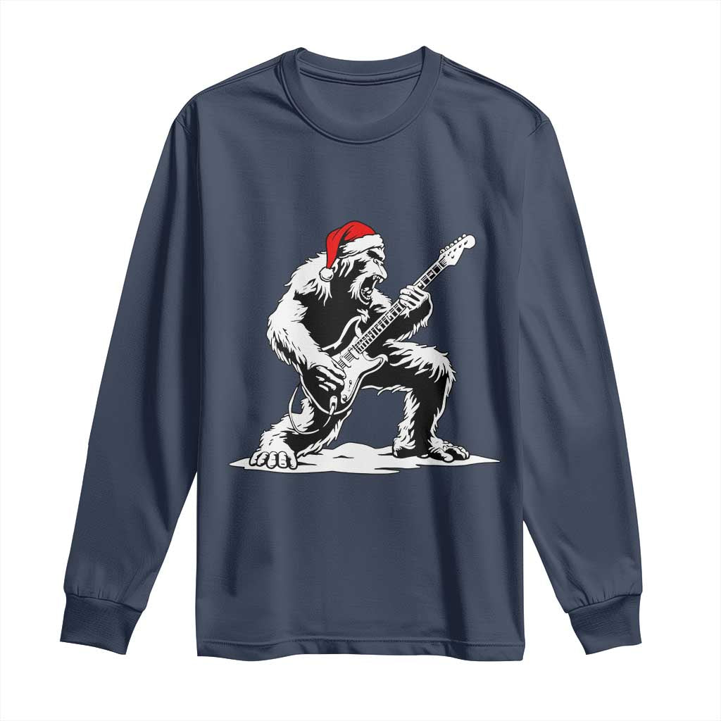 Funny Bigfoot Guitar Long Sleeve Shirt Rock and Roll Christmas TS14 Navy Print Your Wear
