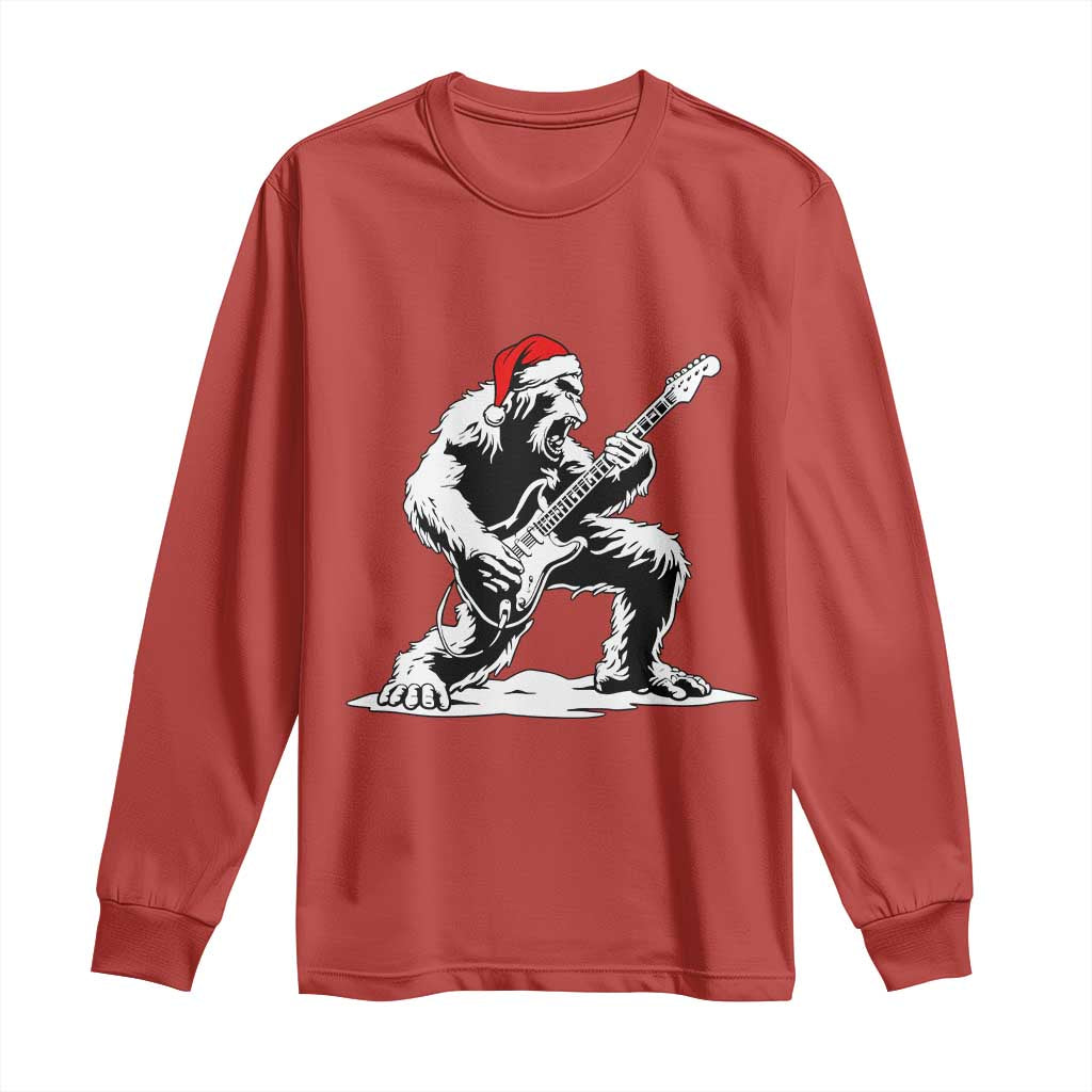 Funny Bigfoot Guitar Long Sleeve Shirt Rock and Roll Christmas TS14 Red Print Your Wear