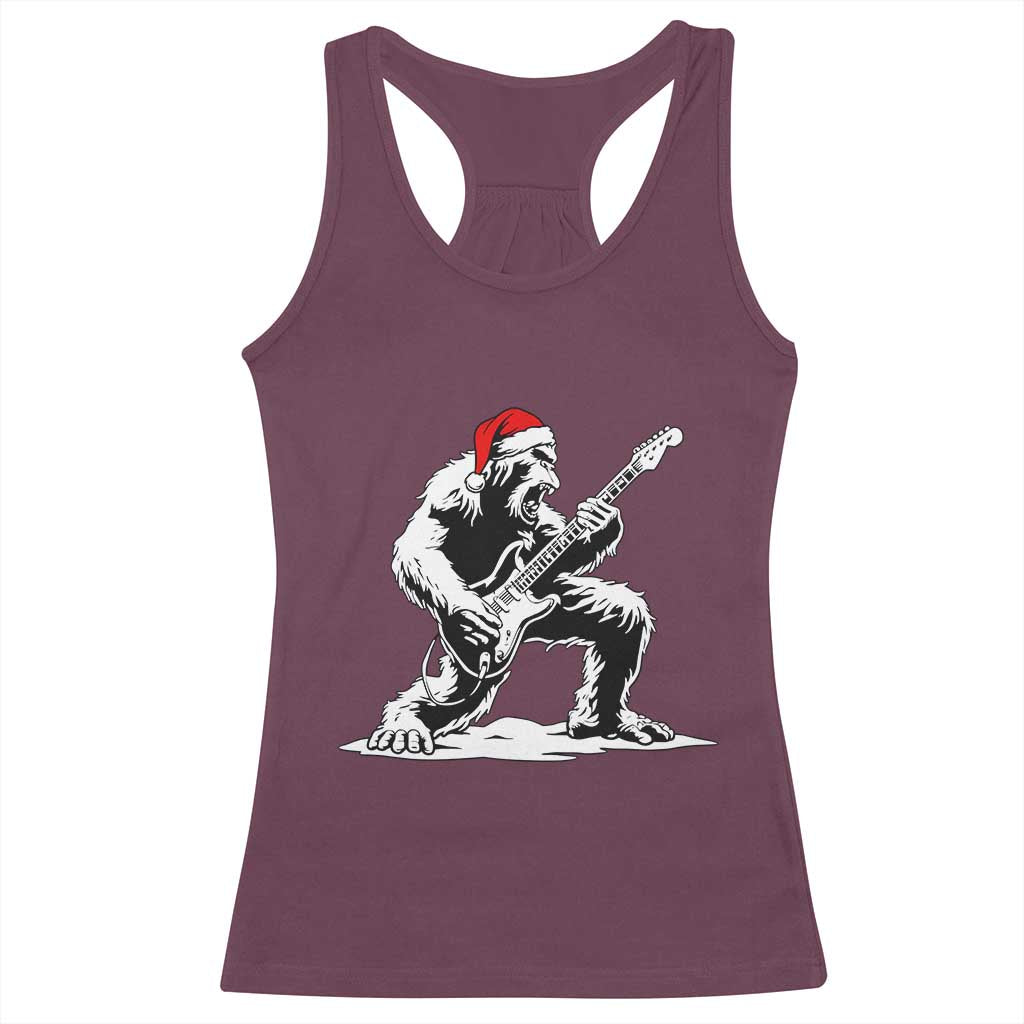 Funny Bigfoot Guitar Racerback Tank Top Rock and Roll Christmas TS14 Maroon Print Your Wear