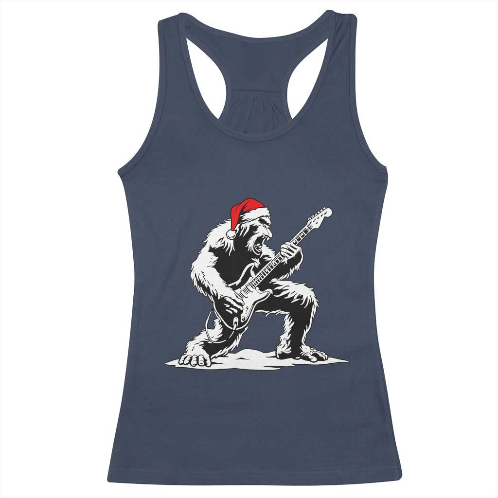 Funny Bigfoot Guitar Racerback Tank Top Rock and Roll Christmas TS14 Navy Print Your Wear