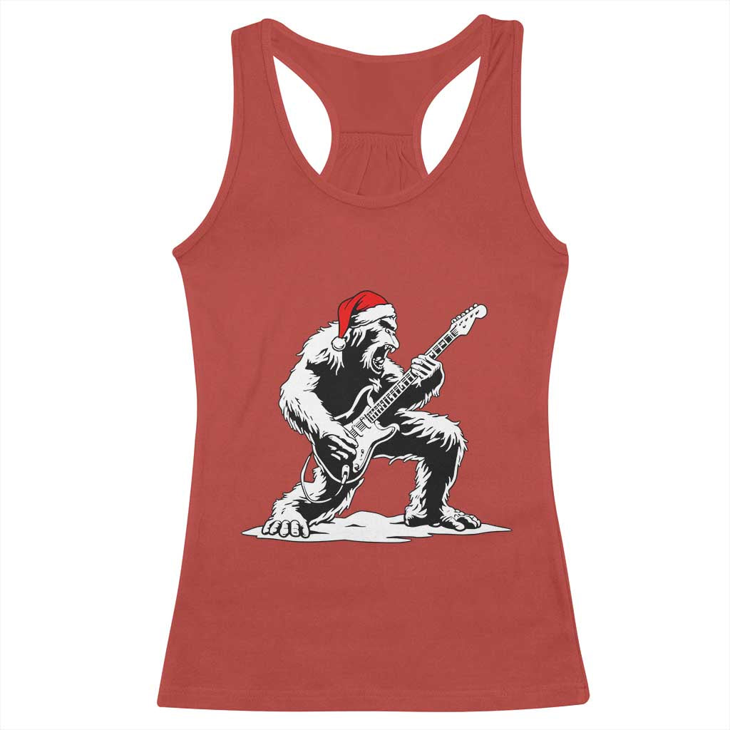 Funny Bigfoot Guitar Racerback Tank Top Rock and Roll Christmas TS14 Red Print Your Wear