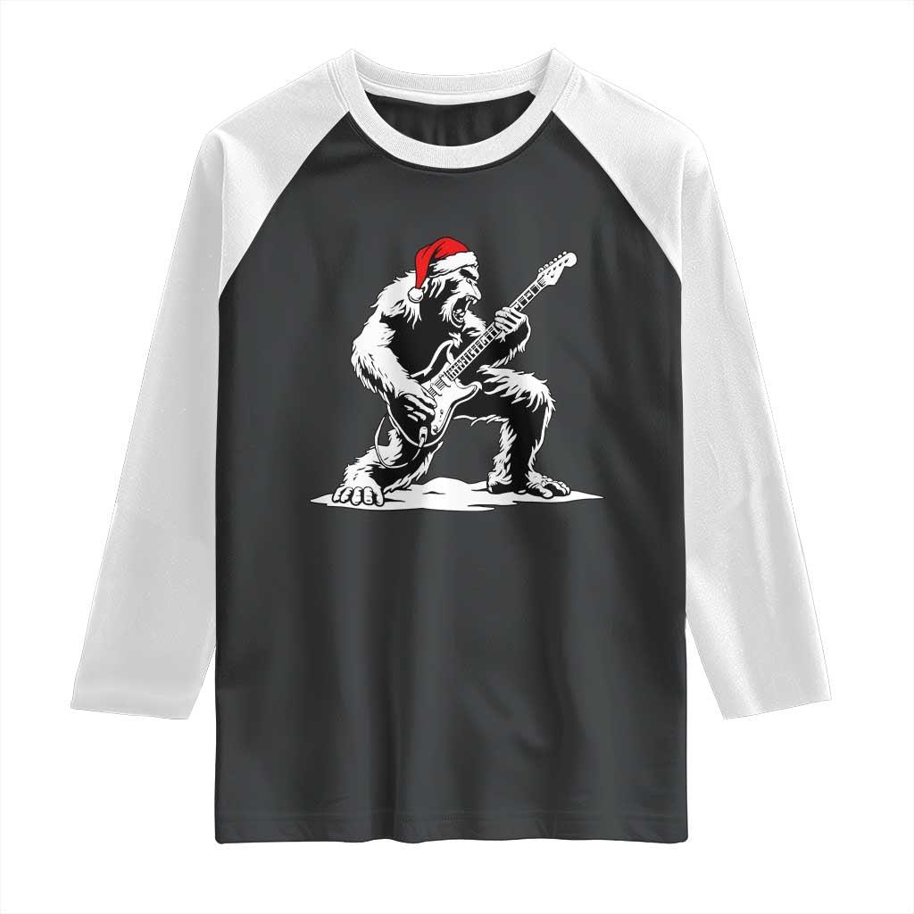 Funny Bigfoot Guitar Raglan Shirt Rock and Roll Christmas TS14 Black White Print Your Wear