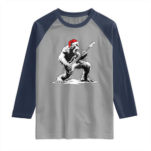 Funny Bigfoot Guitar Raglan Shirt Rock and Roll Christmas TS14 Sport Gray Navy Print Your Wear