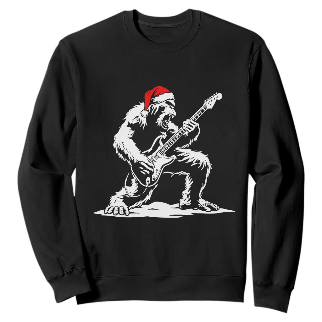 Funny Bigfoot Guitar Sweatshirt Rock and Roll Christmas TS14 Black Print Your Wear