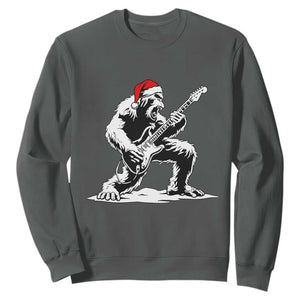 Funny Bigfoot Guitar Sweatshirt Rock and Roll Christmas TS14 Dark Heather Print Your Wear