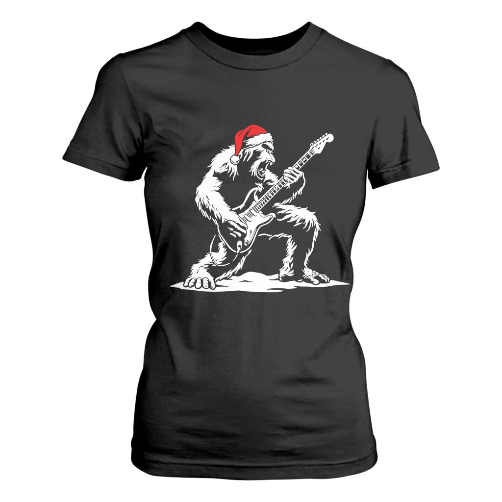 Funny Bigfoot Guitar T Shirt For Women Rock and Roll Christmas TS14 Black Print Your Wear