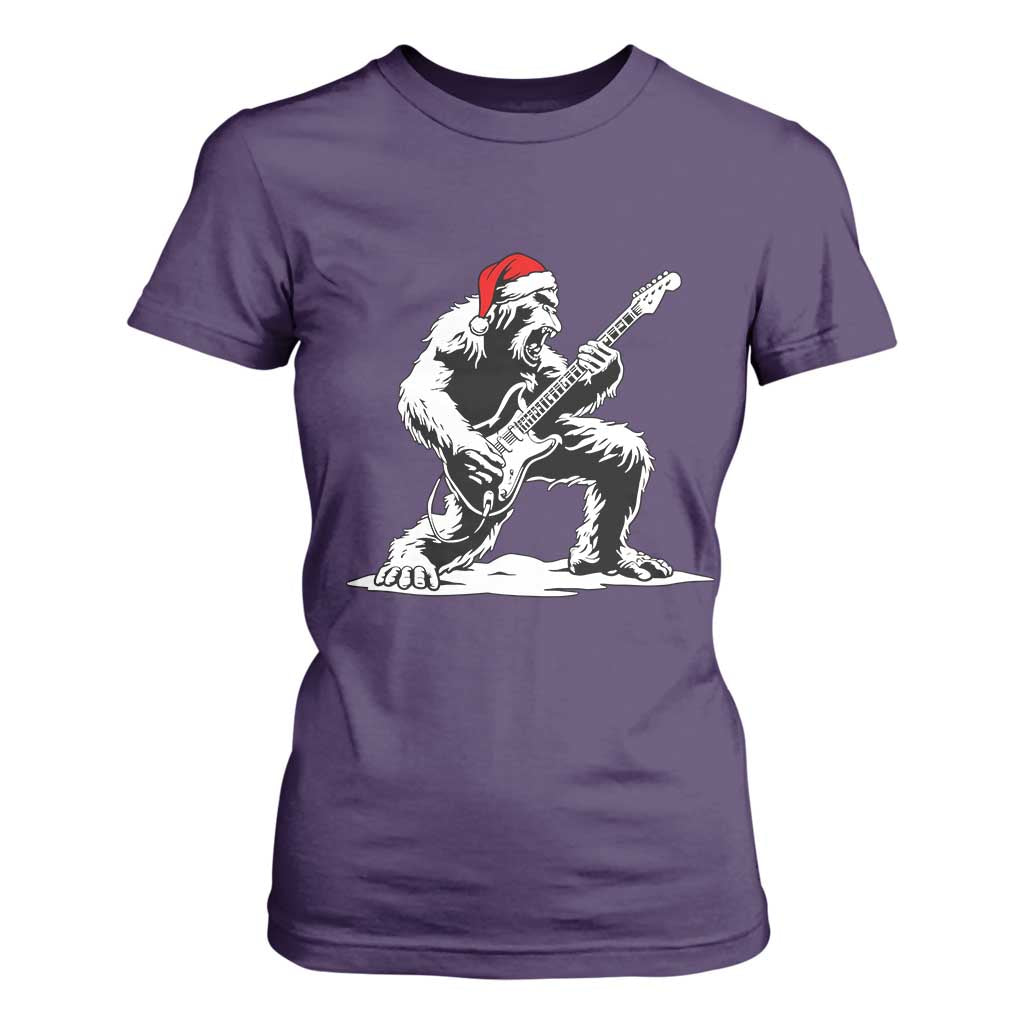 Funny Bigfoot Guitar T Shirt For Women Rock and Roll Christmas TS14 Purple Print Your Wear