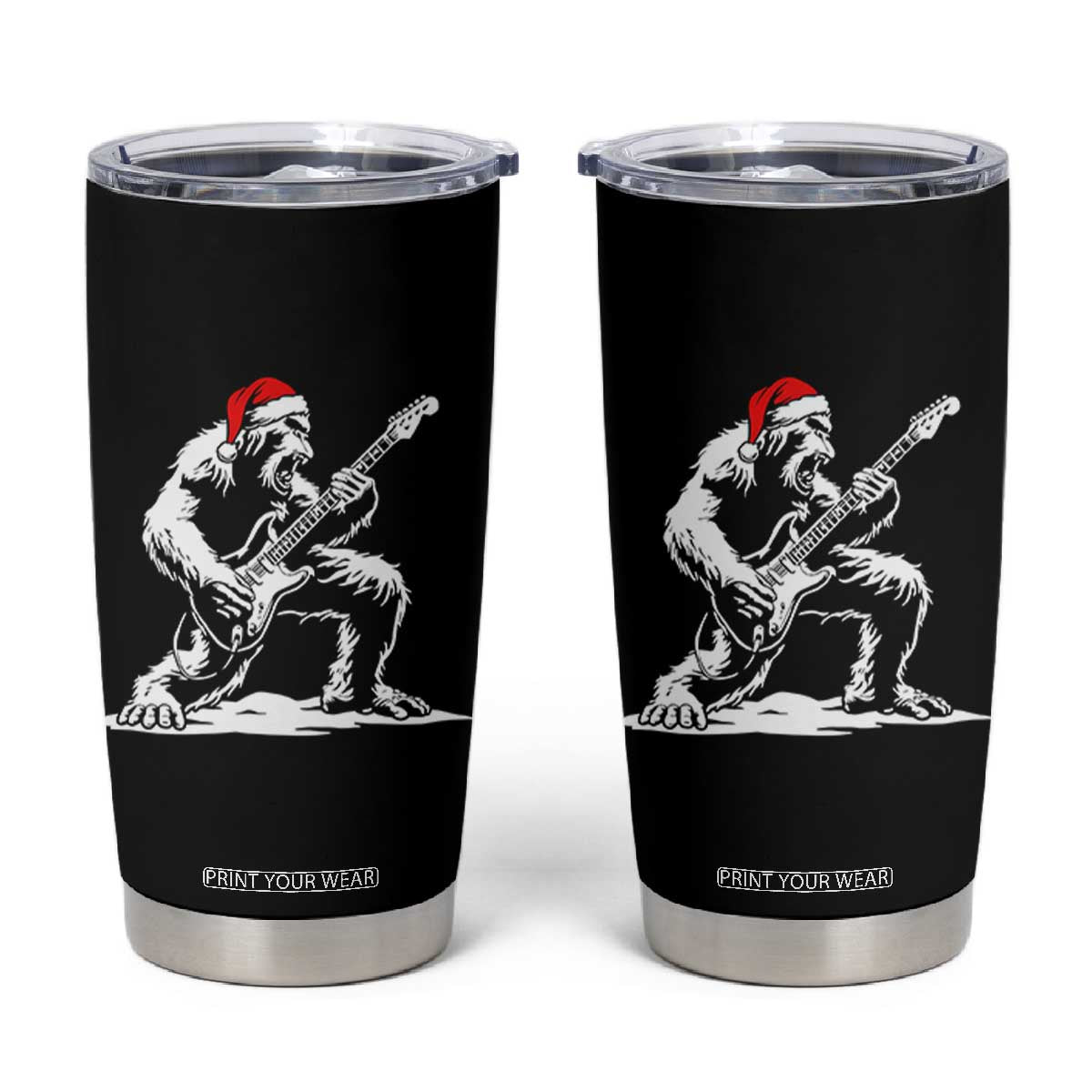 Funny Bigfoot Guitar Tumbler Cup Rock and Roll Christmas TS14 Black Print Your Wear