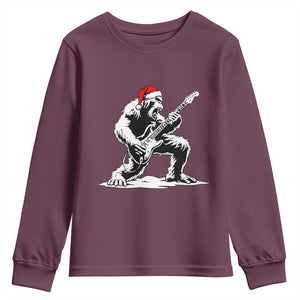 Funny Bigfoot Guitar Youth Sweatshirt Rock and Roll Christmas TS14 Maroon Print Your Wear
