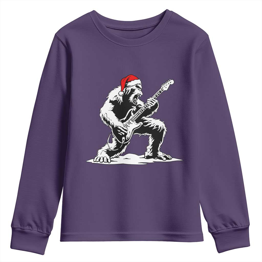 Funny Bigfoot Guitar Youth Sweatshirt Rock and Roll Christmas TS14 Purple Print Your Wear