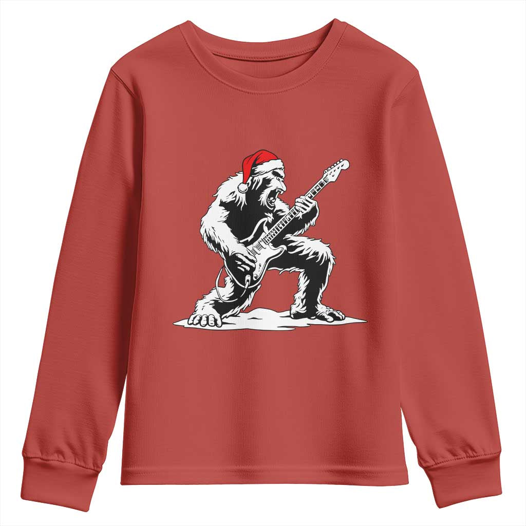 Funny Bigfoot Guitar Youth Sweatshirt Rock and Roll Christmas TS14 Red Print Your Wear