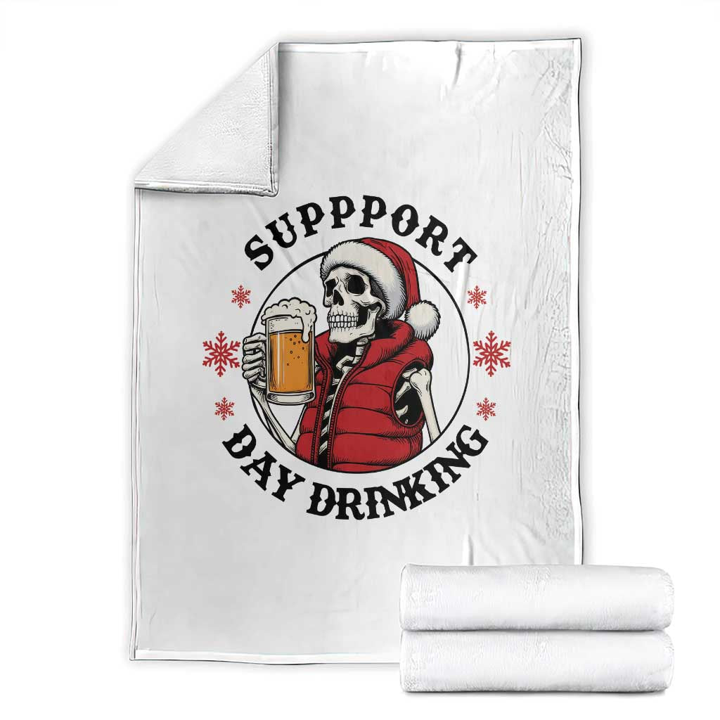 Funny Skeleton Beer Christmas Throw Blanket Support Day Drinking TS14 White Print Your Wear