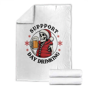 Funny Skeleton Beer Christmas Throw Blanket Support Day Drinking TS14 White Print Your Wear