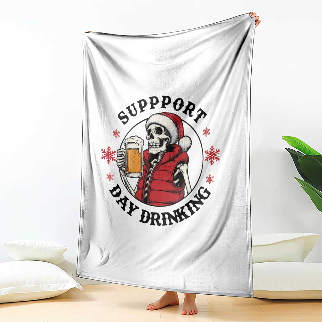 Funny Skeleton Beer Christmas Throw Blanket Support Day Drinking TS14 Print Your Wear