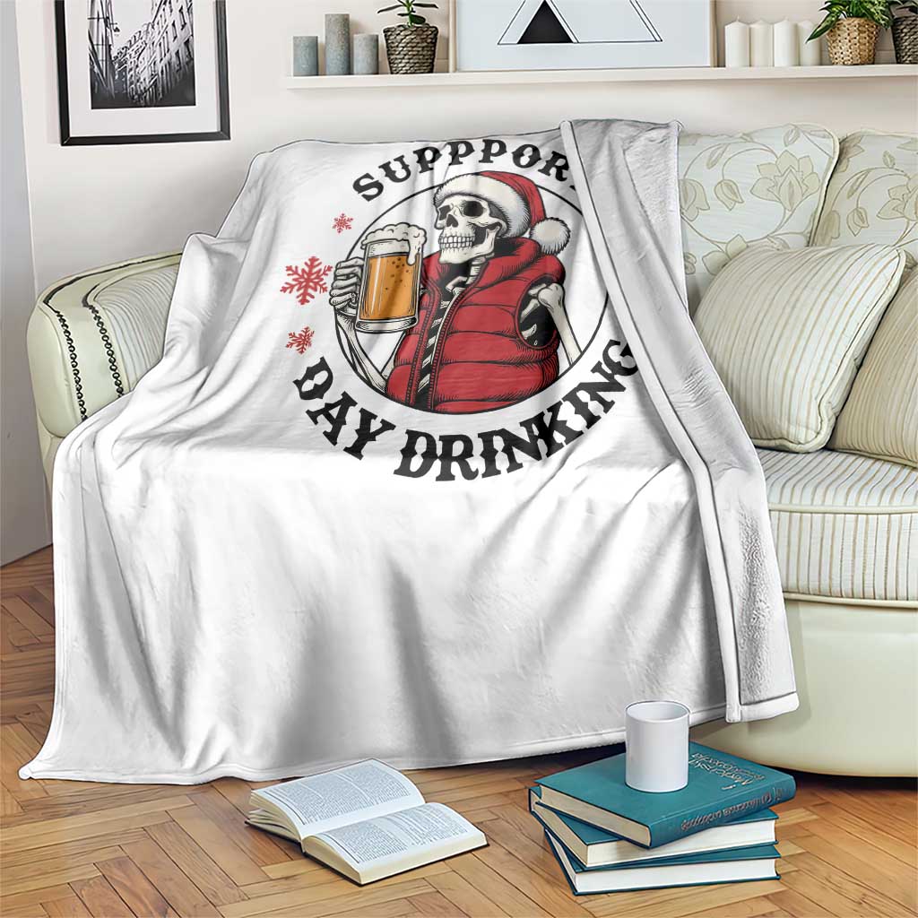 Funny Skeleton Beer Christmas Throw Blanket Support Day Drinking TS14 Print Your Wear
