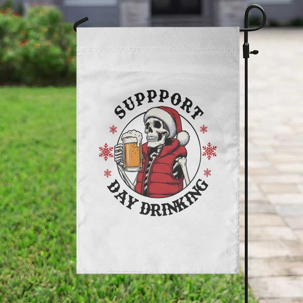 Funny Skeleton Beer Christmas Garden Flag Support Day Drinking TS14 Print Your Wear