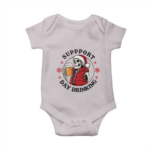 Funny Skeleton Beer Christmas Baby Onesie Support Day Drinking TS14 Ice Gray Print Your Wear