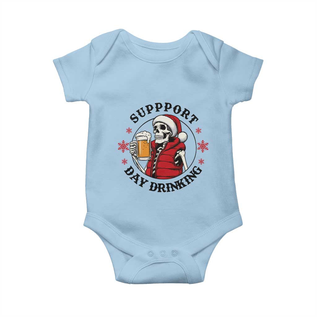 Funny Skeleton Beer Christmas Baby Onesie Support Day Drinking TS14 Light Blue Print Your Wear