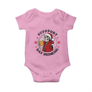 Funny Skeleton Beer Christmas Baby Onesie Support Day Drinking TS14 Light Pink Print Your Wear