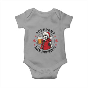 Funny Skeleton Beer Christmas Baby Onesie Support Day Drinking TS14 Sport Gray Print Your Wear