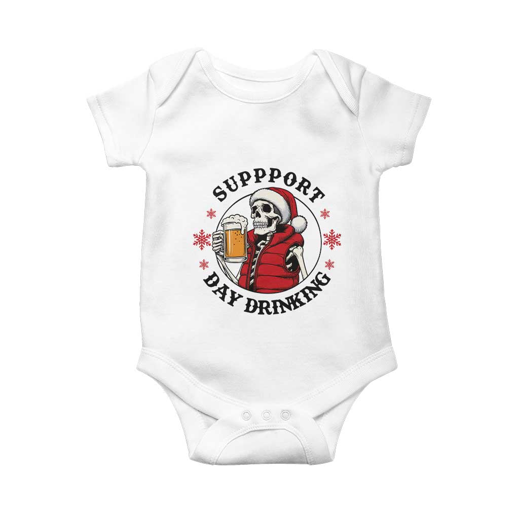 Funny Skeleton Beer Christmas Baby Onesie Support Day Drinking TS14 White Print Your Wear