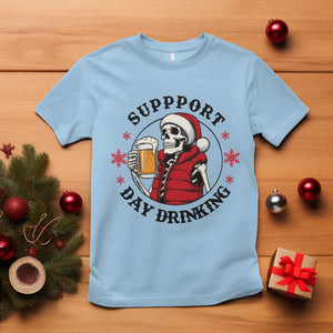 Funny Skeleton Beer Christmas T Shirt Support Day Drinking TS14 Light Blue Print Your Wear