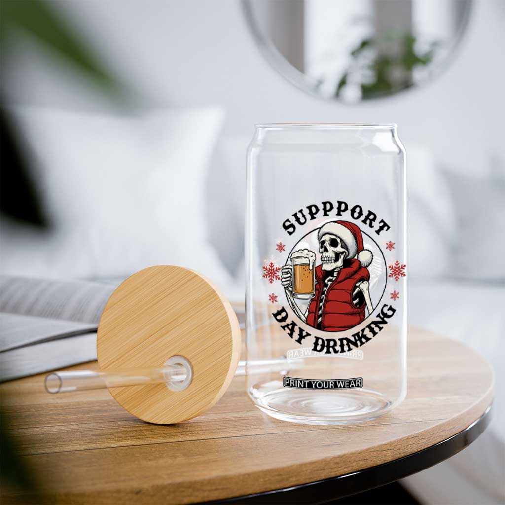 Funny Skeleton Beer Christmas Glass Can Support Day Drinking TS14 Print Your Wear