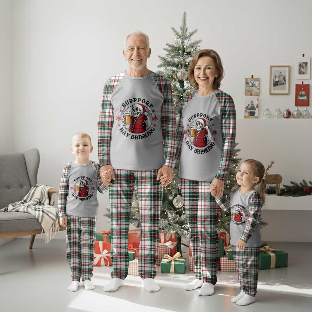 Funny Skeleton Beer Christmas Plaid Pajama Set Support Day Drinking TS14 Christmas Plaid Print Your Wear