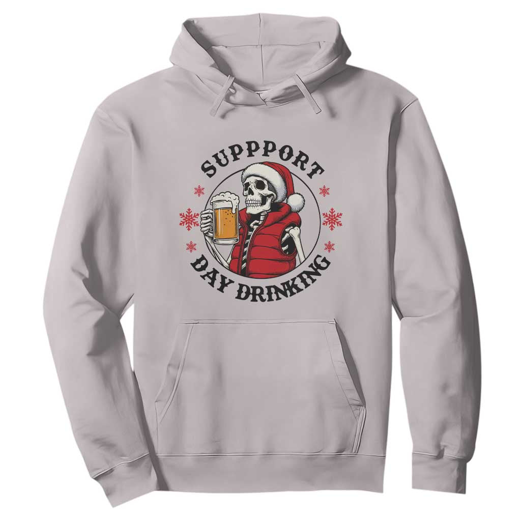 Funny Skeleton Beer Christmas Hoodie Support Day Drinking TS14 Ice Gray Print Your Wear