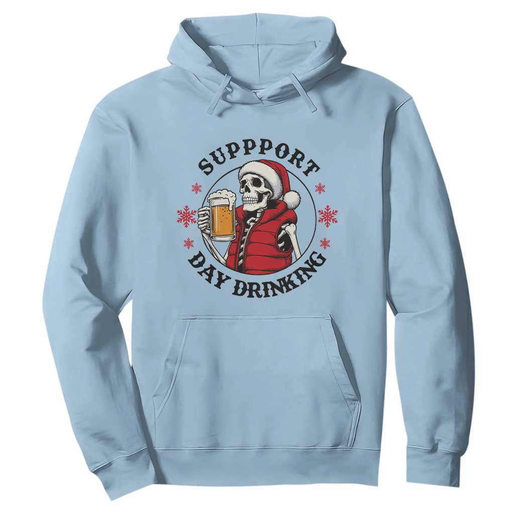 Funny Skeleton Beer Christmas Hoodie Support Day Drinking TS14 Light Blue Print Your Wear