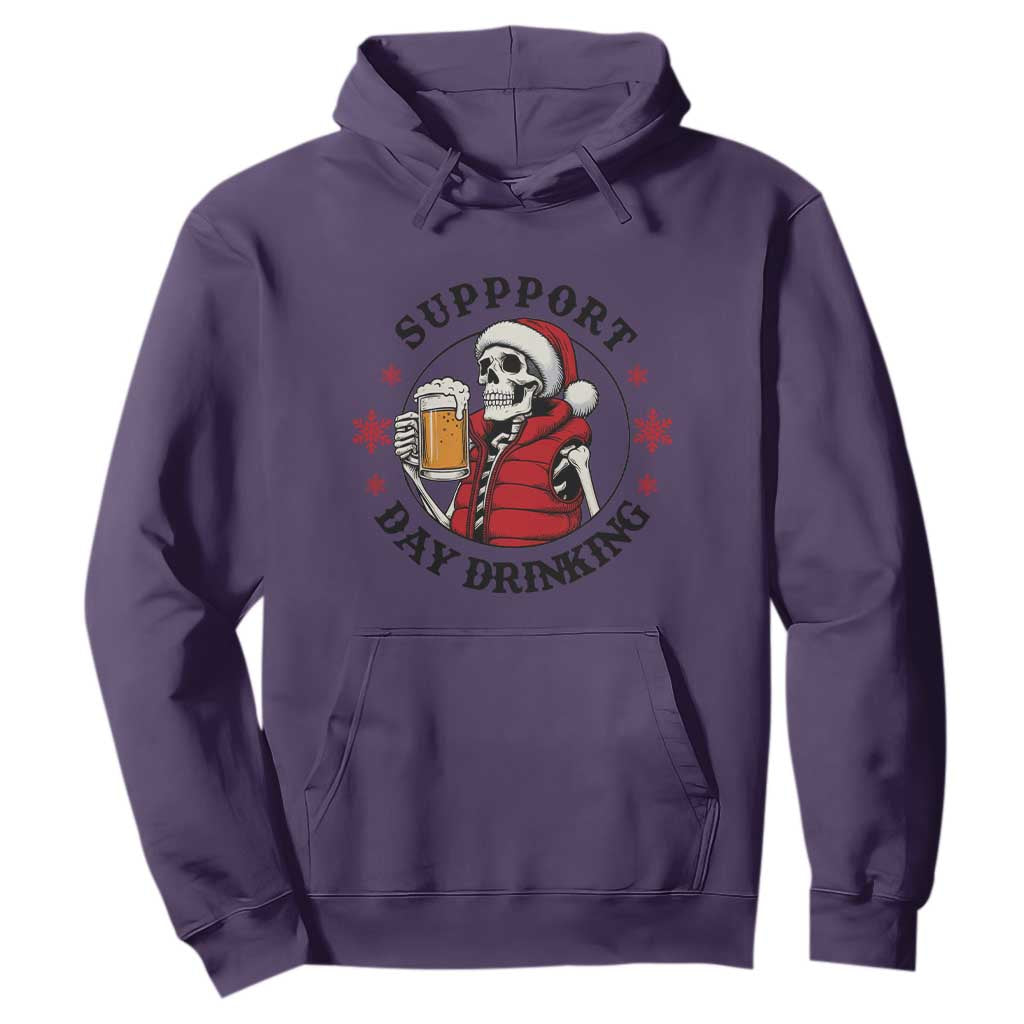 Funny Skeleton Beer Christmas Hoodie Support Day Drinking TS14 Purple Print Your Wear