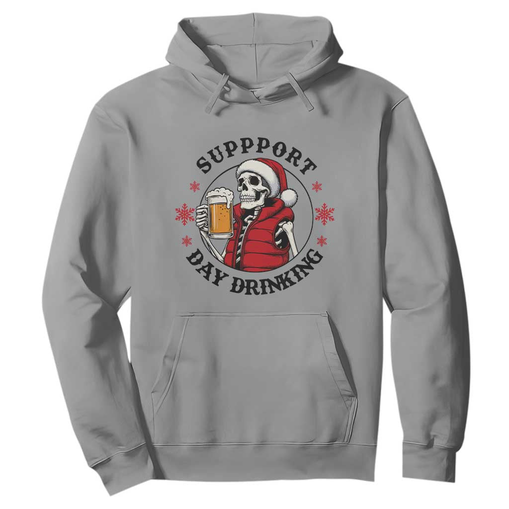 Funny Skeleton Beer Christmas Hoodie Support Day Drinking TS14 Sport Gray Print Your Wear