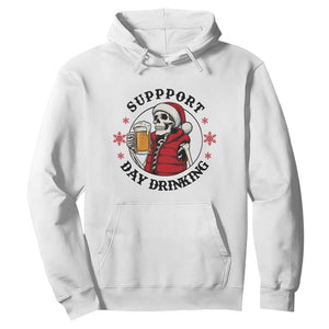 Funny Skeleton Beer Christmas Hoodie Support Day Drinking TS14 White Print Your Wear